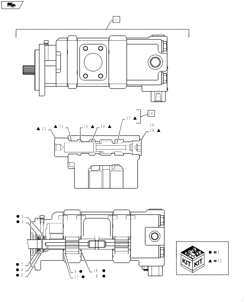 Схема запчастей Case 580SM - (35.105.01) - PUMP, EQUIPMENT HYDRAULIC (580SM) (35) - HYDRAULIC SYSTEMS