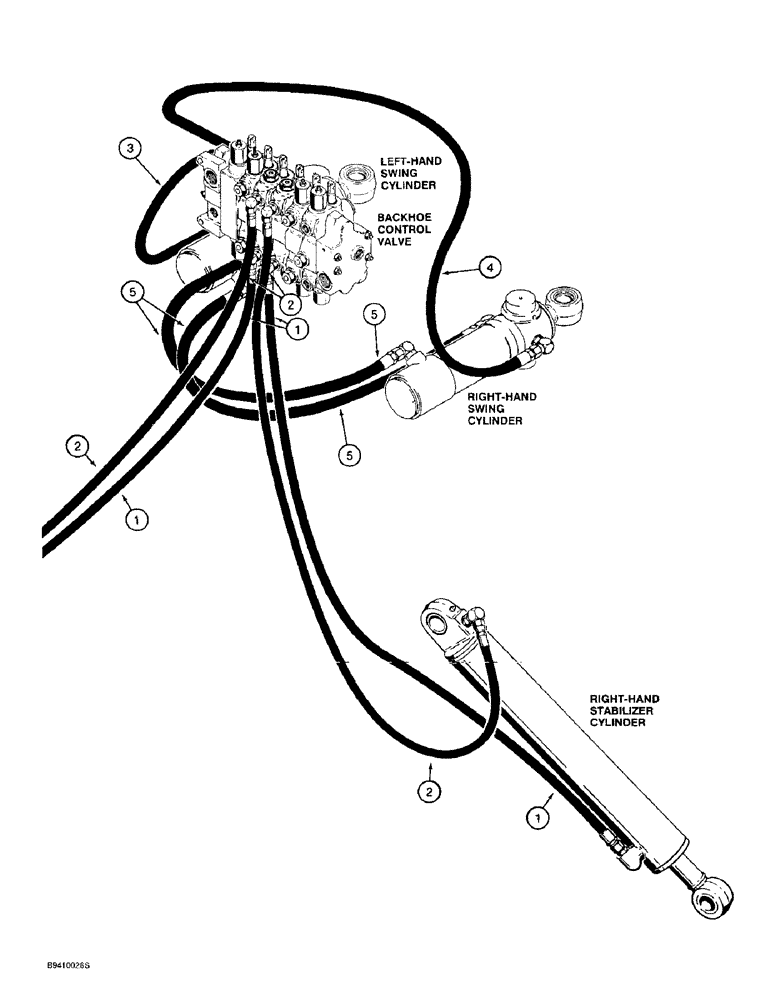 Схема запчастей Case 580L - (1-018) - PICTORIAL INDEX, BACKHOE HYDRAULICS, STABILIZER CYLINDER AND SWING CYLINDER (00) - PICTORIAL INDEX