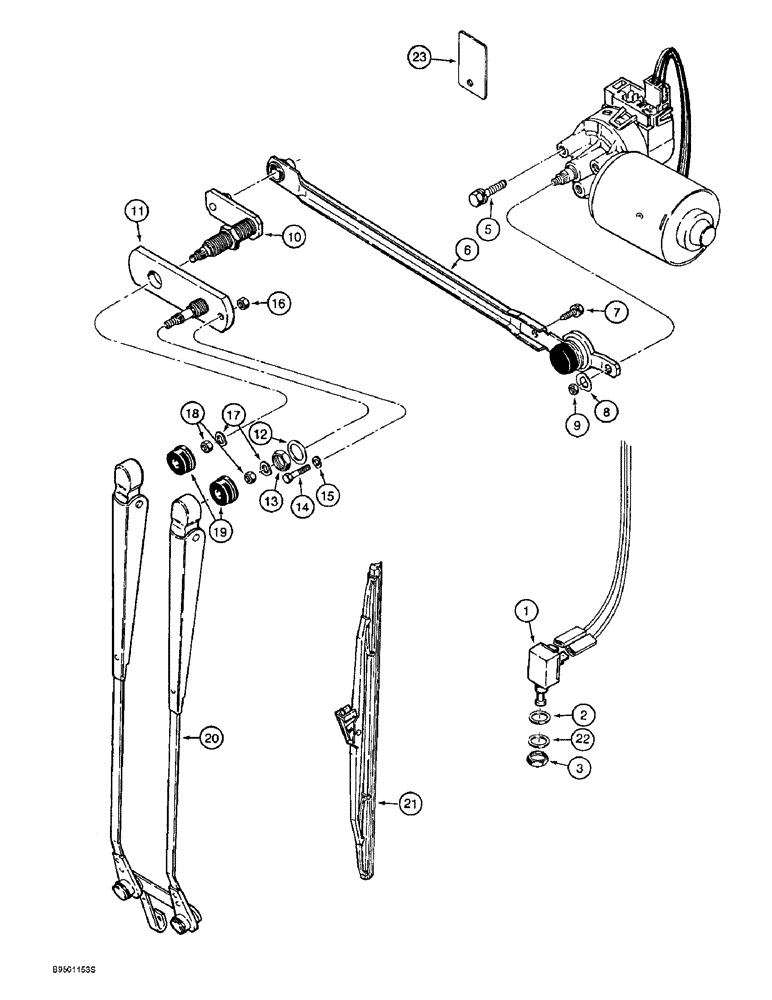 Схема запчастей Case 580SL - (9-112) - CAB REAR WINDSHIELD WIPER (09) - CHASSIS/ATTACHMENTS