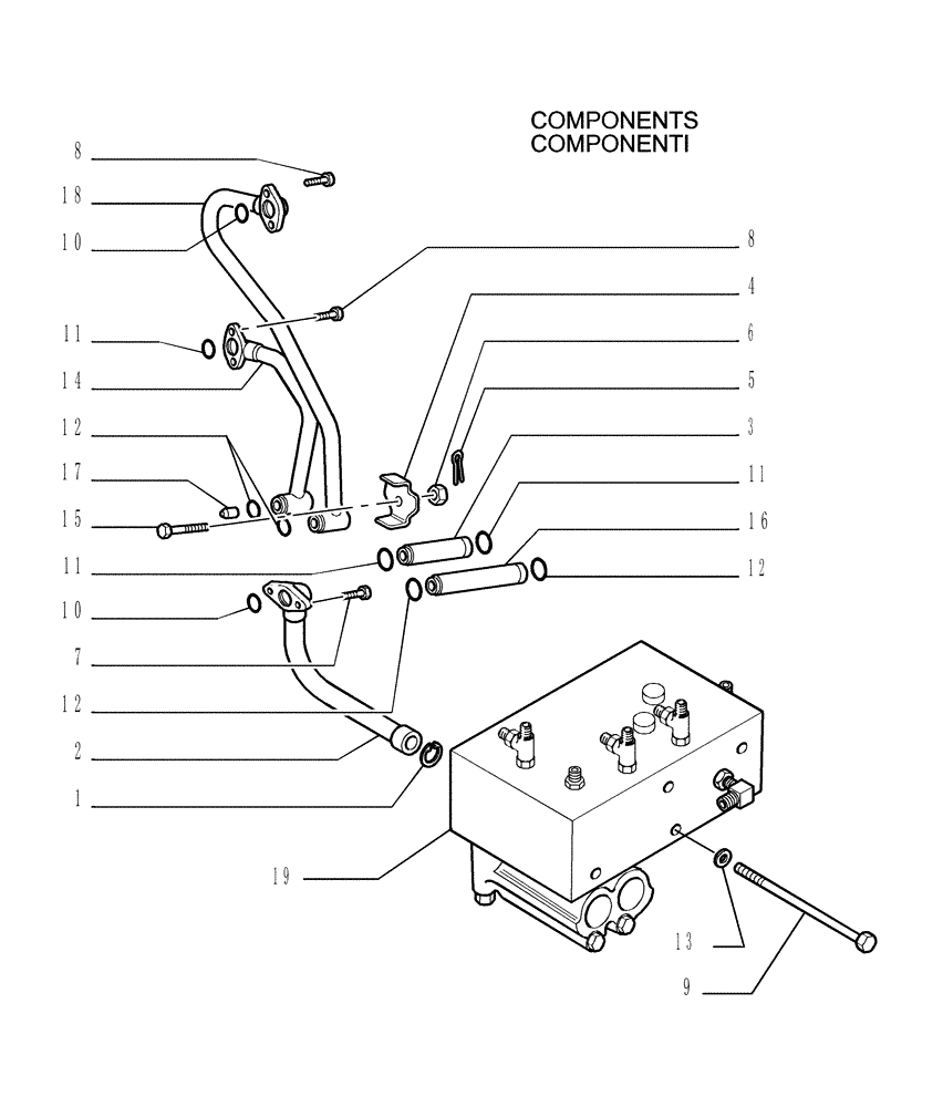 Схема запчастей Case 1850K - (1.211[06]) - TRANSMISSION - PIPING Hydrostatic Transmission