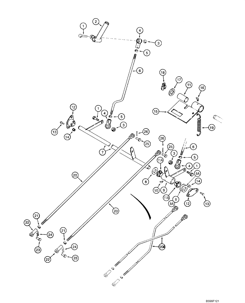 Схема запчастей Case 1845C - (08-21) - CONTROLS - LOADER (HAND OPERATED) (08) - HYDRAULICS