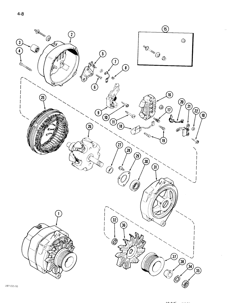 Схема запчастей Case 1086B - (4-008) - ALTERNATOR, DELCO- REMY (IF EQUIPPED) (04) - ELECTRICAL SYSTEMS