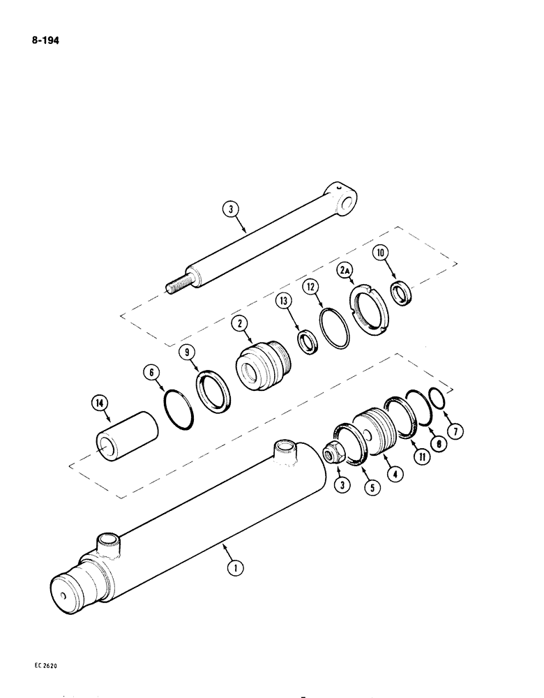 Схема запчастей Case 1825 - (8-194) - BUCKET CYLINDER, 4-IN-1 (08) - HYDRAULICS