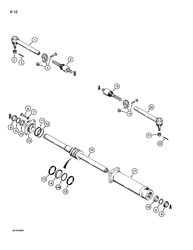 Схема запчастей Case 780D - (6-12) - FOUR WHEEL DRIVE FRONT AXLE, STEERING CYLINDER AND BALL JOINTS (06) - POWER TRAIN