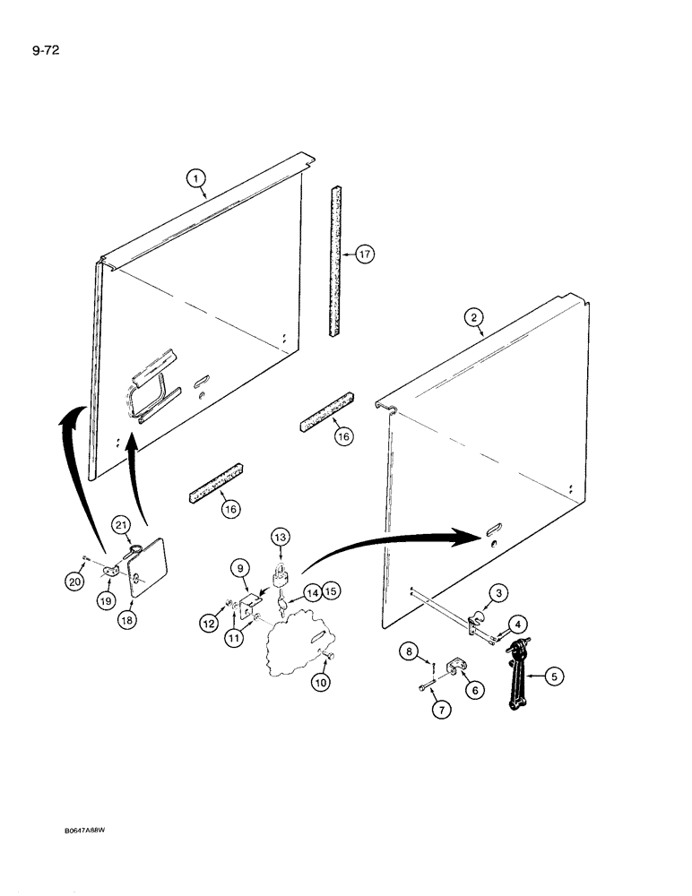 Схема запчастей Case 780D - (9-072) - ENGINE SIDE PANELS (09) - CHASSIS/ATTACHMENTS