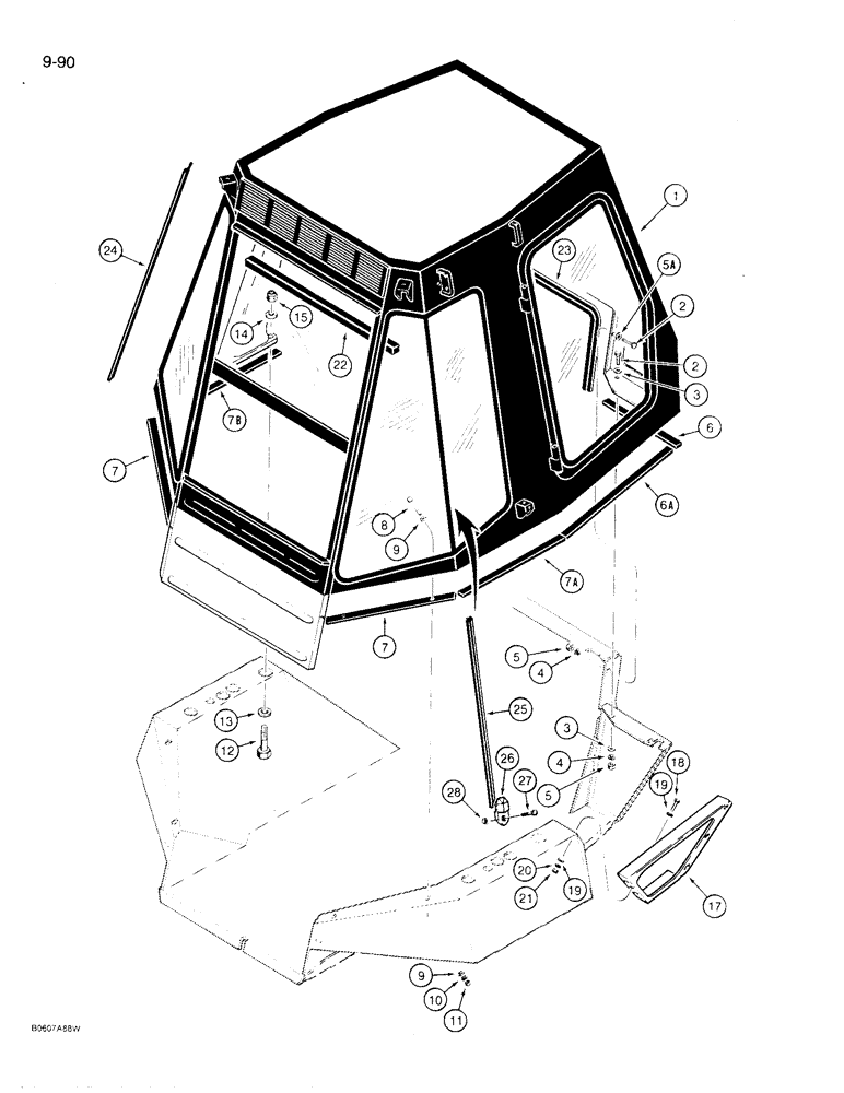 Схема запчастей Case 780D - (9-090) - ROPS CAB AND MOUNTING PARTS (09) - CHASSIS/ATTACHMENTS