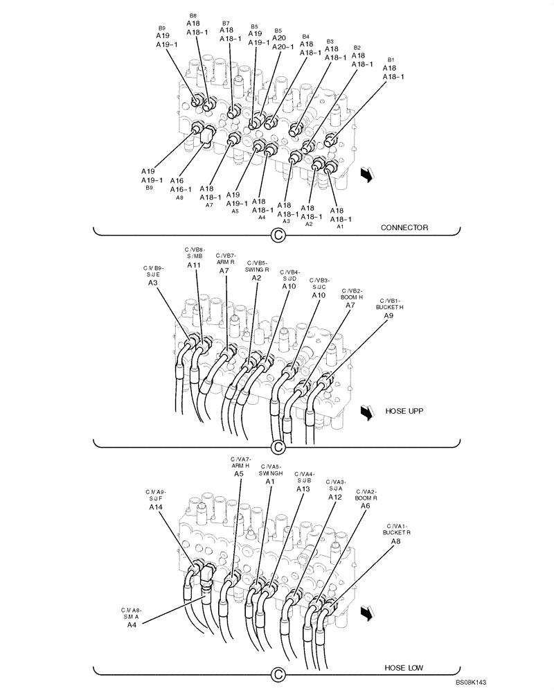 Схема запчастей Case CX50B - (01-028) - HYDRAULIC LINES, UPPER (PY03H00014F1) (05) - SUPERSTRUCTURE