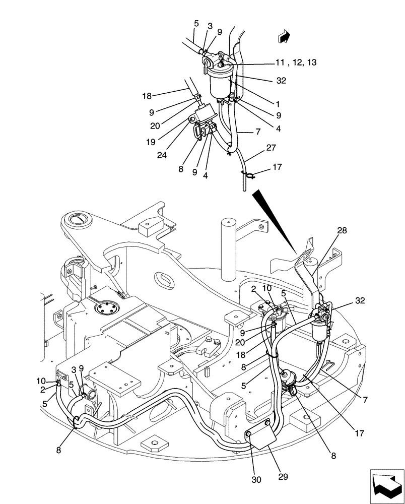 Схема запчастей Case CX31B - (01-018[00]) - FUEL LINES, COOLER (10) - ENGINE