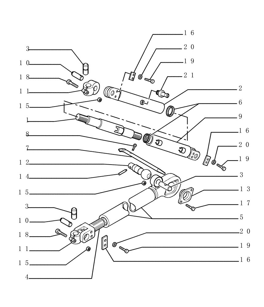 Схема запчастей Case 1850K LT - (9.476[02]) - MECHANIC TILT (HD) - STRUTS OPTIONAL CODE 76035823 (19) - OPTIONS