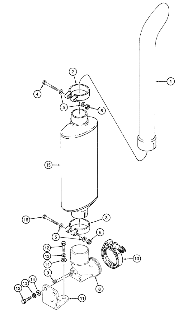 Схема запчастей Case 960 - (02-05) - MUFFLER EXHAUST SYSTEM (02) - ENGINE