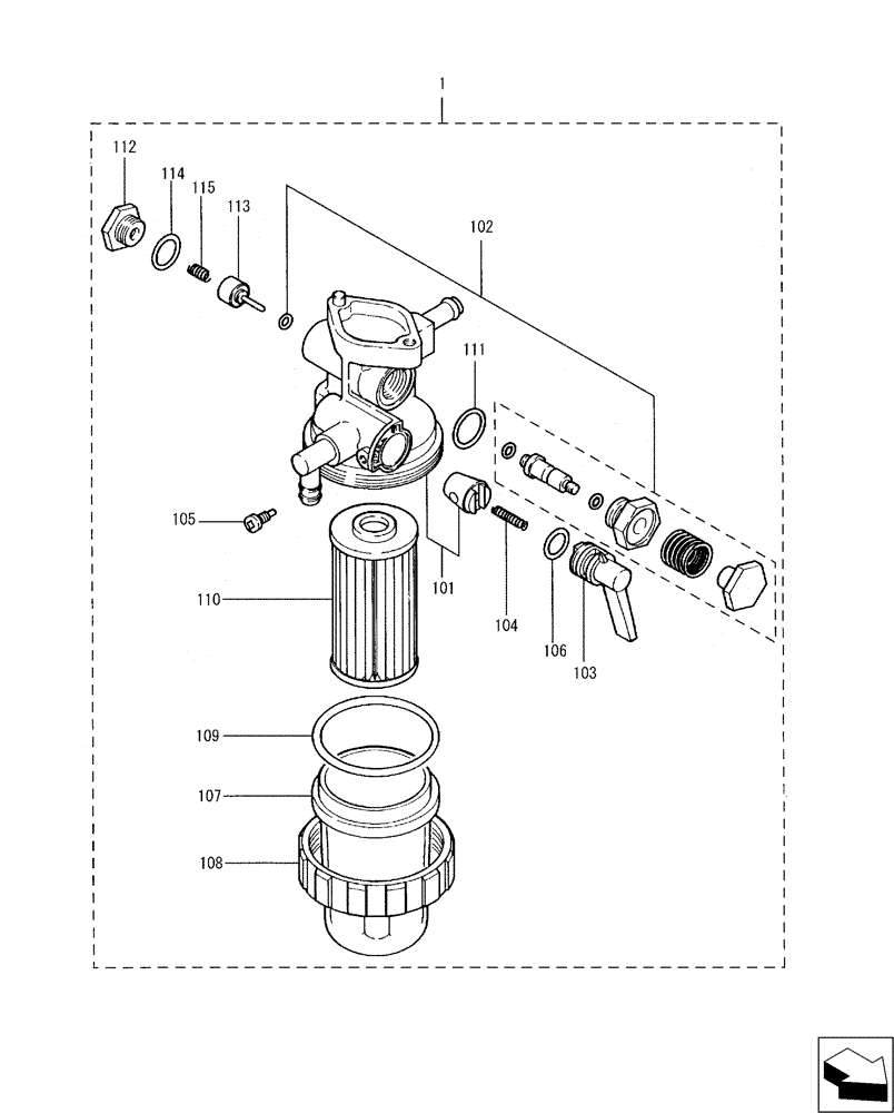 Схема запчастей Case CX17B - (08-020) - FUEL FILTER (10) - ENGINE