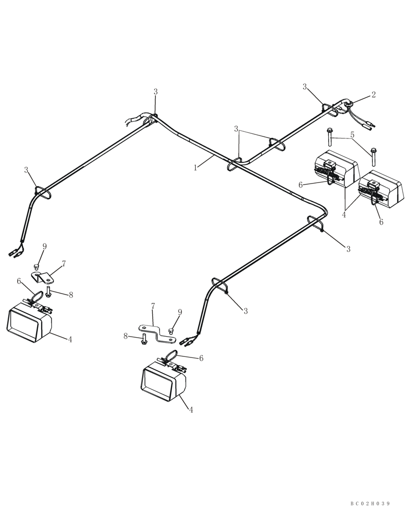 Схема запчастей Case 650K - (04-19) - HARNESS, LAMP - CANOPY, ROPS (04) - ELECTRICAL SYSTEMS