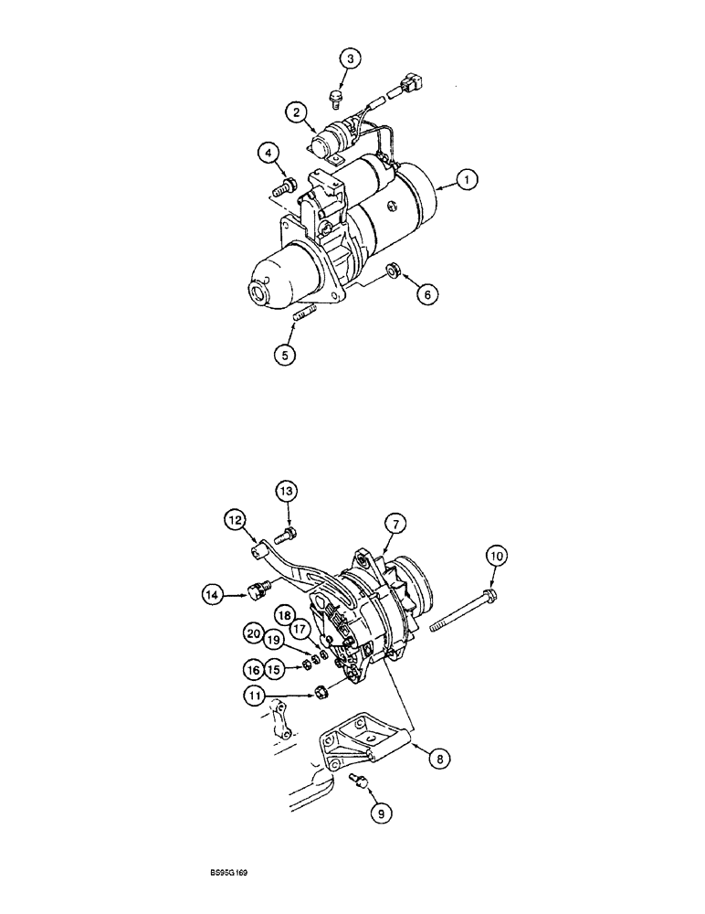 Схема запчастей Case 9060B - (4-02) - STARTER AND ALTERNATOR MOUNTING, USED ON 6D22-TC ENGINE (04) - ELECTRICAL SYSTEMS