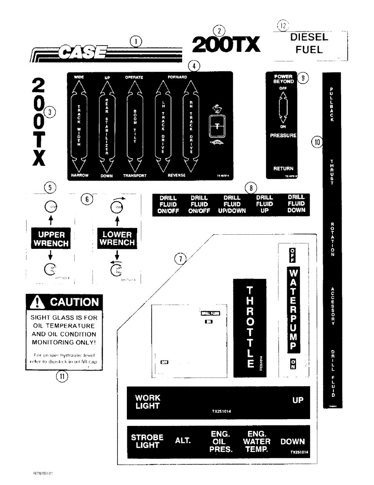 Схема запчастей Case 200TX - (9-50) - DECALS, MODEL DESIGNATION AND OPERATION 