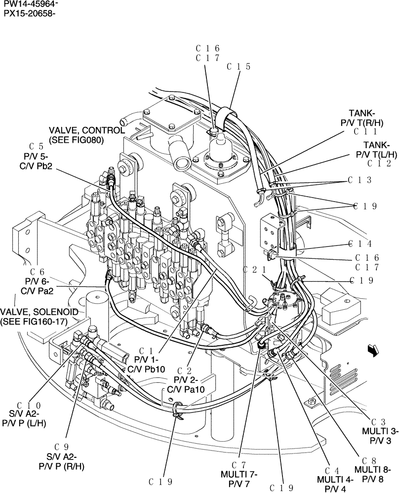 Схема запчастей Case CX36B - (141-60[2]) - CONTROL LINES, REMOTE (NIBBLER & BREAKER) (05) - SUPERSTRUCTURE