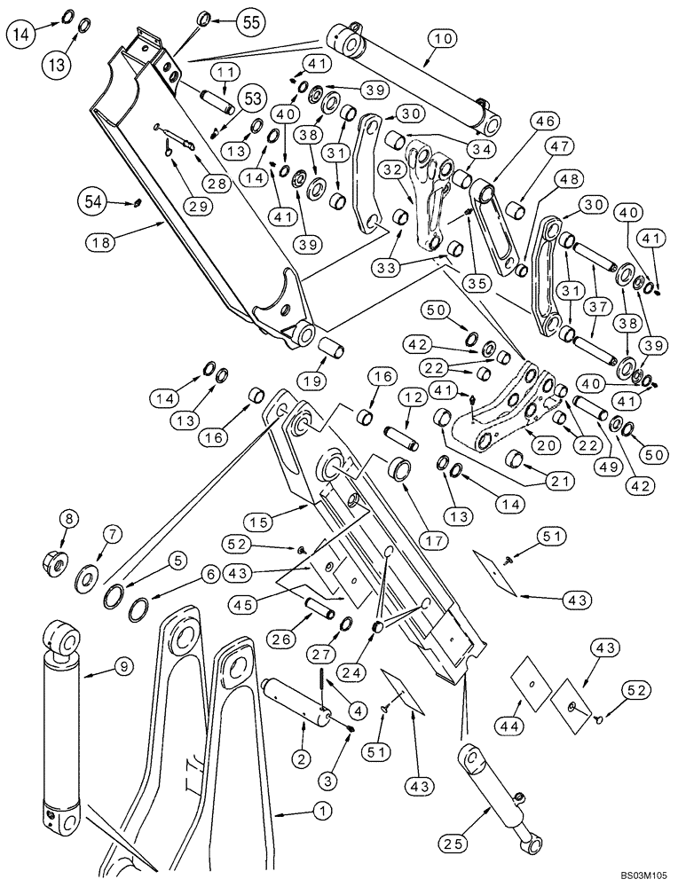 Схема запчастей Case 580M - (09-27) - BACKHOE - DIPPER, EXTENDABLE (09) - CHASSIS/ATTACHMENTS