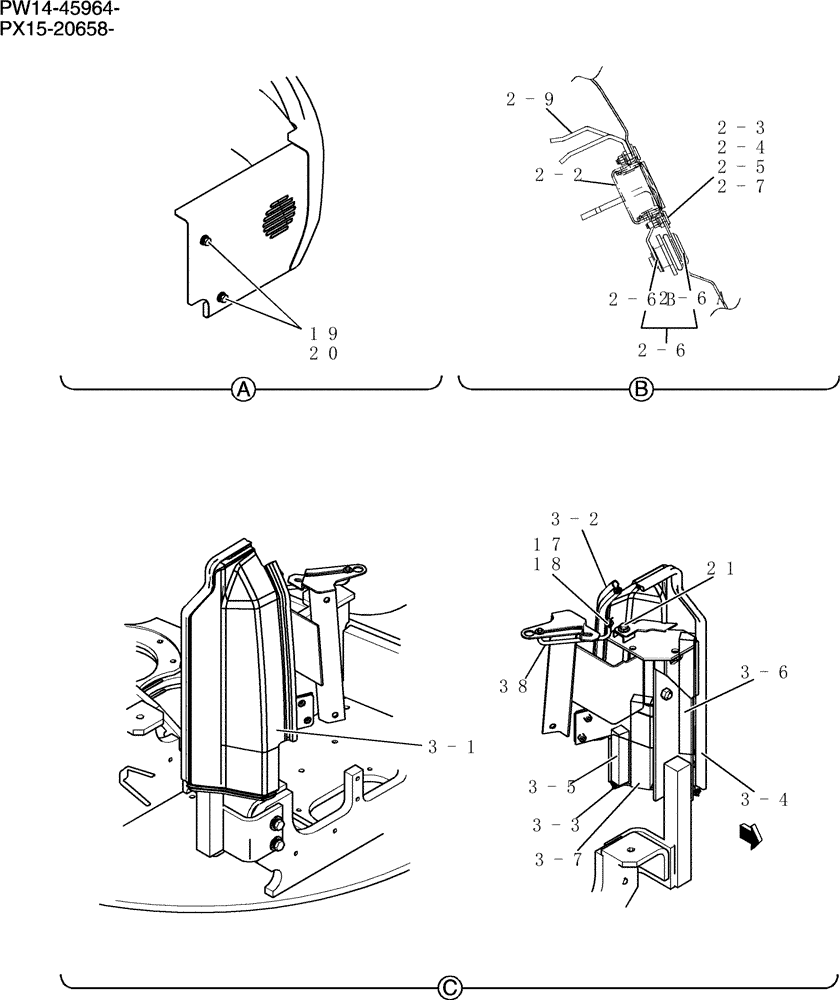 Схема запчастей Case CX31B - (769-01[2]) - GUARD INSTAL COOLER (36) - PNEUMATIC SYSTEM