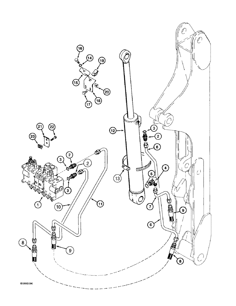 Схема запчастей Case 560 - (8-079A) - BACKHOE DIPPER CYLINDER HYDRULIC CIRCUIT, D125 BACKHOE, BACKHOE SERIAL NUMBER JAF0218189 AND AFTER (08) - HYDRAULICS