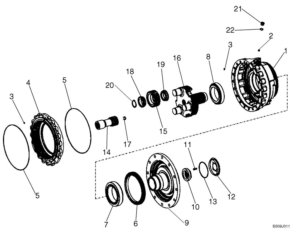 Схема запчастей Case 721E - (06-40A) - AXLE, FRONT - HUB, PLANETARY - P.I.N. N8F204595 AND AFTER (06) - POWER TRAIN