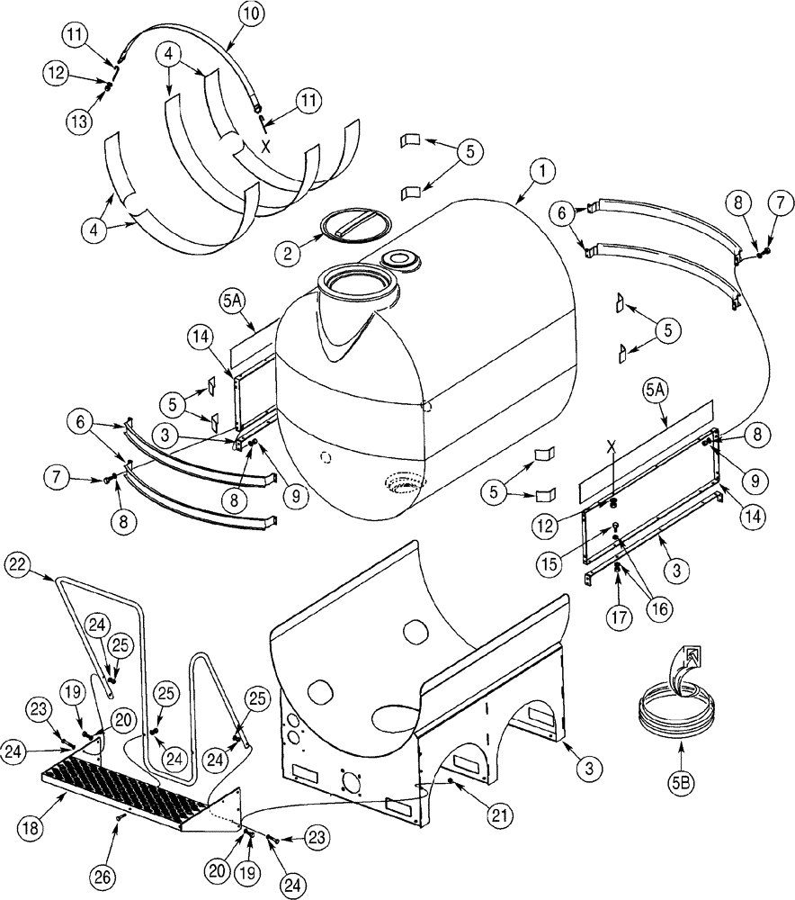 Схема запчастей Case BPG335 - (09-35) - TANK, 750 GALLON FRAME 