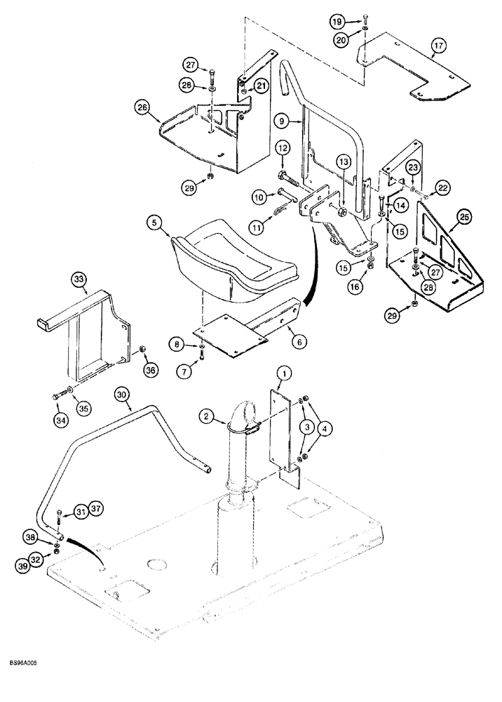 Схема запчастей Case 760 - (09-024) - BACKHOE PLATFORM, FOOT GUARDS WITH VALVE SIDE COVER (90) - PLATFORM, CAB, BODYWORK AND DECALS