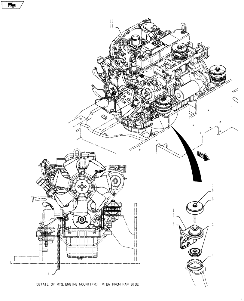 Схема запчастей Case CX55BMSR - (01-065[02]) - ENGINE INSTALL (CANOPY) (10) - ENGINE