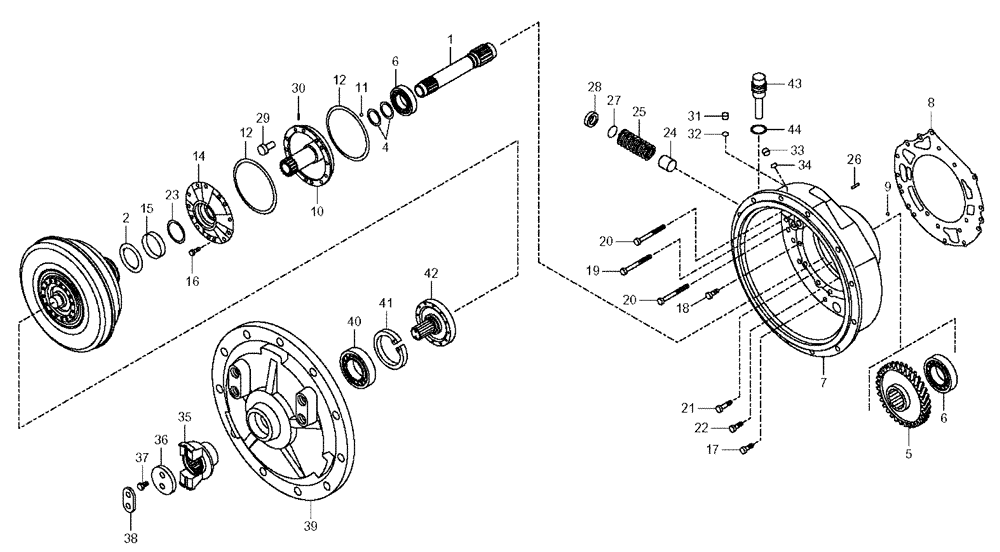 Схема запчастей Case 330 - (18A00040571[01]) - TRANSMISSION - ENGINE CONNECTION (03) - Converter / Transmission