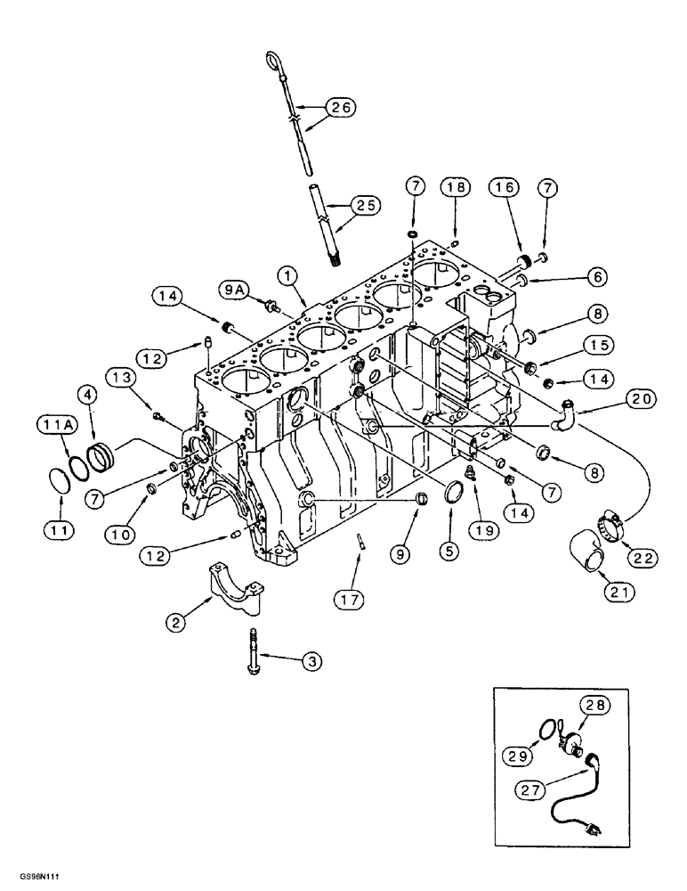 Схема запчастей Case 721B - (2-36) - CYLINDER BLOCK, 6T-830 ENGINE, PRIOR TO LOADER P.I.N. JEE053200 (02) - ENGINE