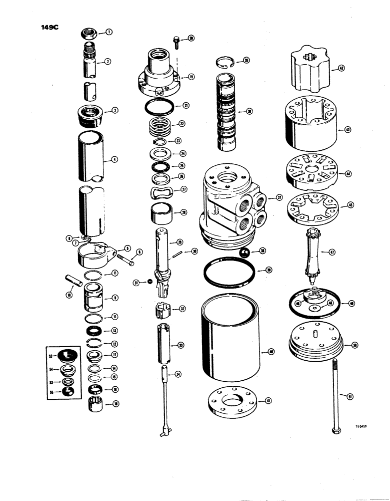 Схема запчастей Case W24B - (149C) - L56050 MANUAL STEERING PUMP, MODELS WITHOUT GEAR HOUSING WITH STAGGERED INLET & OUTLET PORTS (05) - STEERING