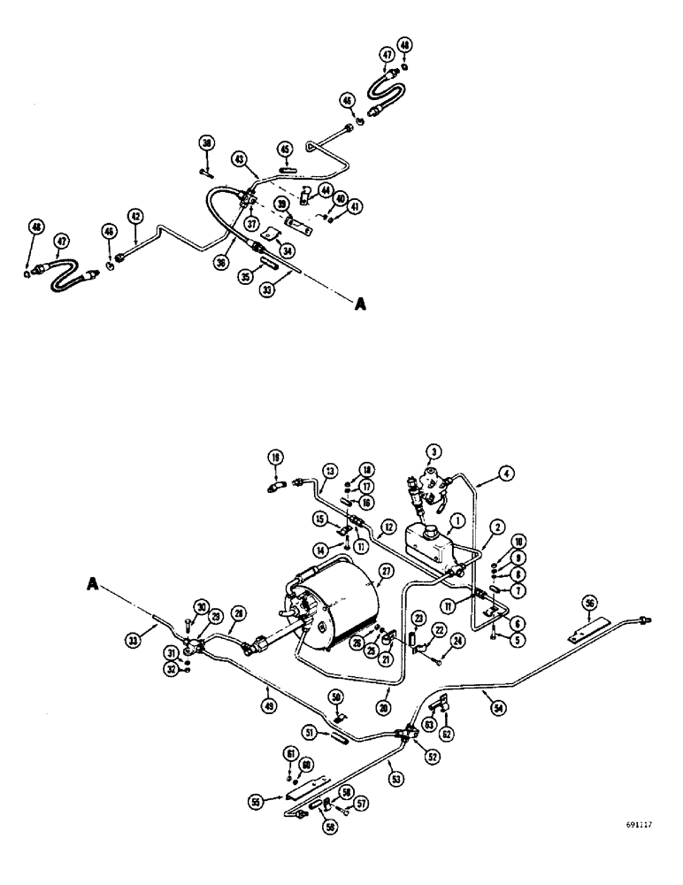 Схема запчастей Case W8B - (104) - HYDROVAC BRAKE SYSTEM, HYDRAULIC BRAKE AND CLUTCH CONTROL (04) - UNDERCARRIAGE