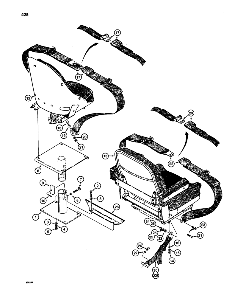 Схема запчастей Case W24C - (428) - SEAT AND MOUNTING PARTS (09) - CHASSIS/ATTACHMENTS