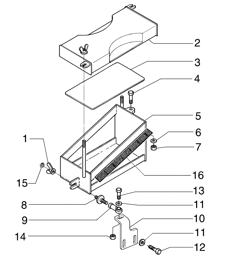 Схема запчастей Case 845B - (09-14[01]) - BATTERY RIGHT SUPPORT (09) - CHASSIS/ATTACHMENTS