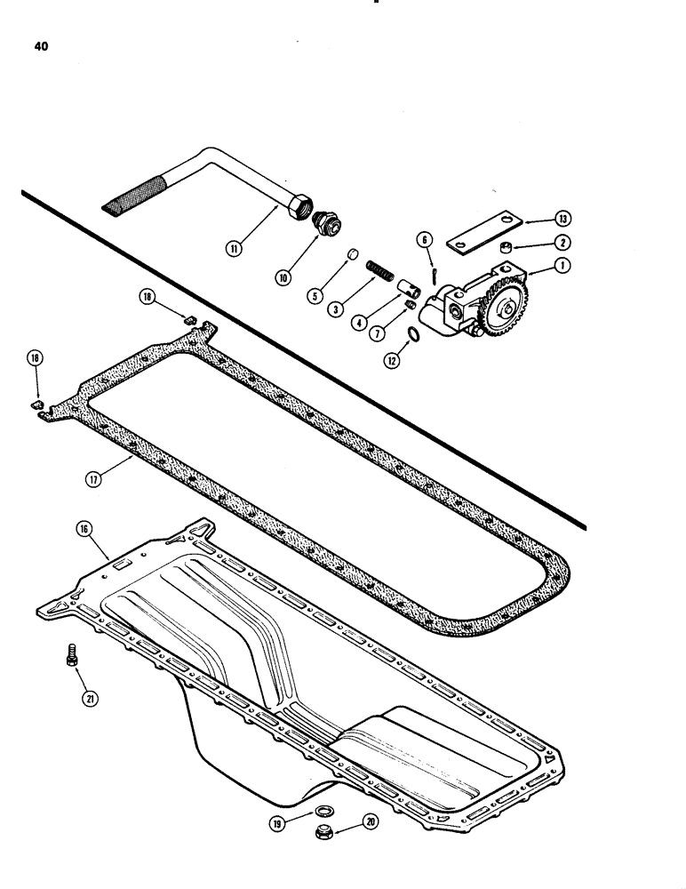 Схема запчастей Case 1150C - (040) - OIL PUMP, 451BD DIESEL ENGINE, OIL PAN (02) - ENGINE