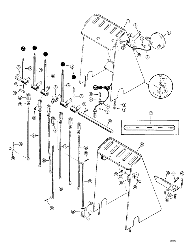 Схема запчастей Case 33S - (106) - INDIVIDUAL LEVER BACKHOE CONTROL * (FOOT SWING) 