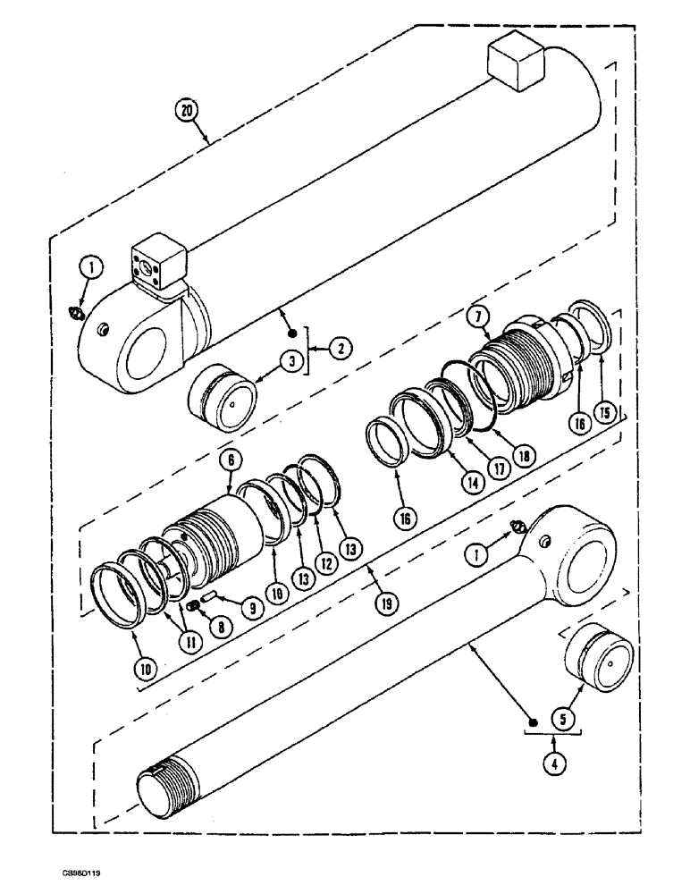 Схема запчастей Case 688 - (2-08) - CLAMSHELL CYLINDER, (XXXXX-XXXXX) 