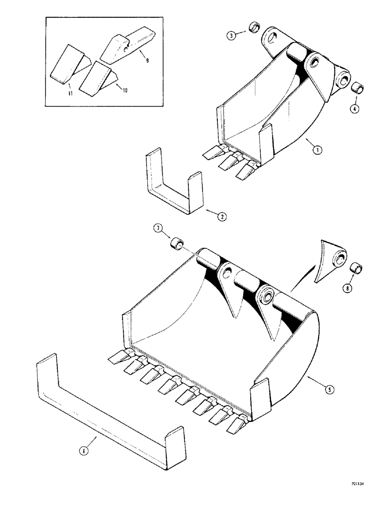 Схема запчастей Case 33 - (102) - BACKHOE BUCKETS (OPTIONAL TYPES), BELLHOLE BUCKETS(MACHINERY ITEMS) 