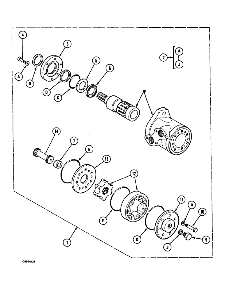 Схема запчастей Case 688 - (2-16) - HYDRAULIC SWING MOTOR 