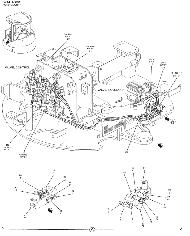 Схема запчастей Case CX31B - (01-039) - CONTROL LINES, VALVE (35) - HYDRAULIC SYSTEMS