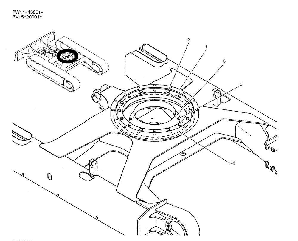 Схема запчастей Case CX36B - (02-002) - RING ASSY, SLEWING (04) - UNDERCARRIAGE