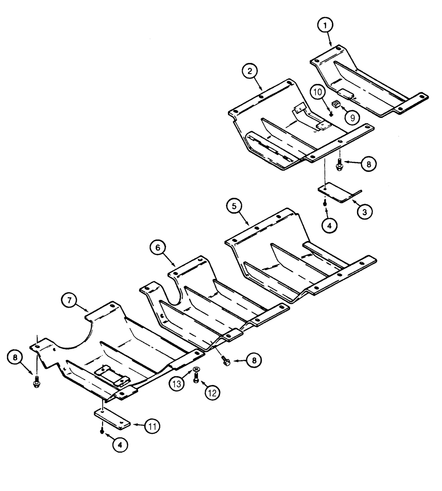 Схема запчастей Case 1150H - (09-10) - SHIELDS, UNDERCARRIAGE (09) - CHASSIS