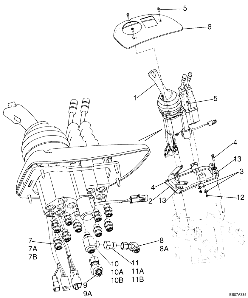 Схема запчастей Case 821E - (08-20) - LOADER CONTROL - JOYSTICK WITH DUAL LEVER MOUNTING (08) - HYDRAULICS