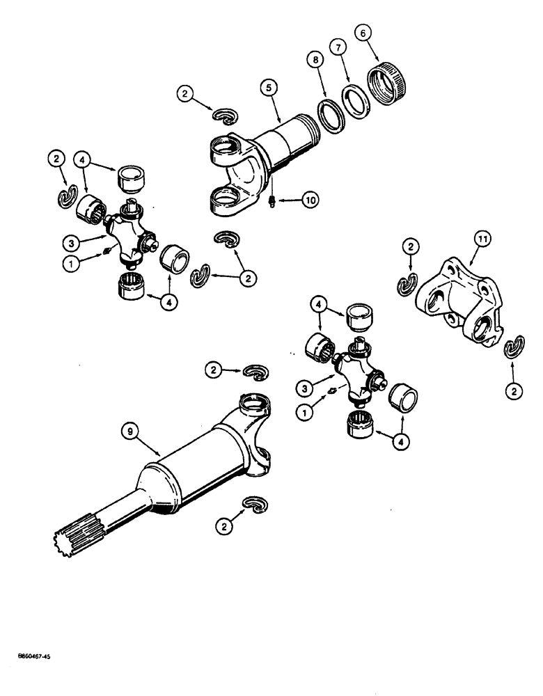 Схема запчастей Case CASE - (6-16) - DRIVE SHAFT (06) - POWER TRAIN