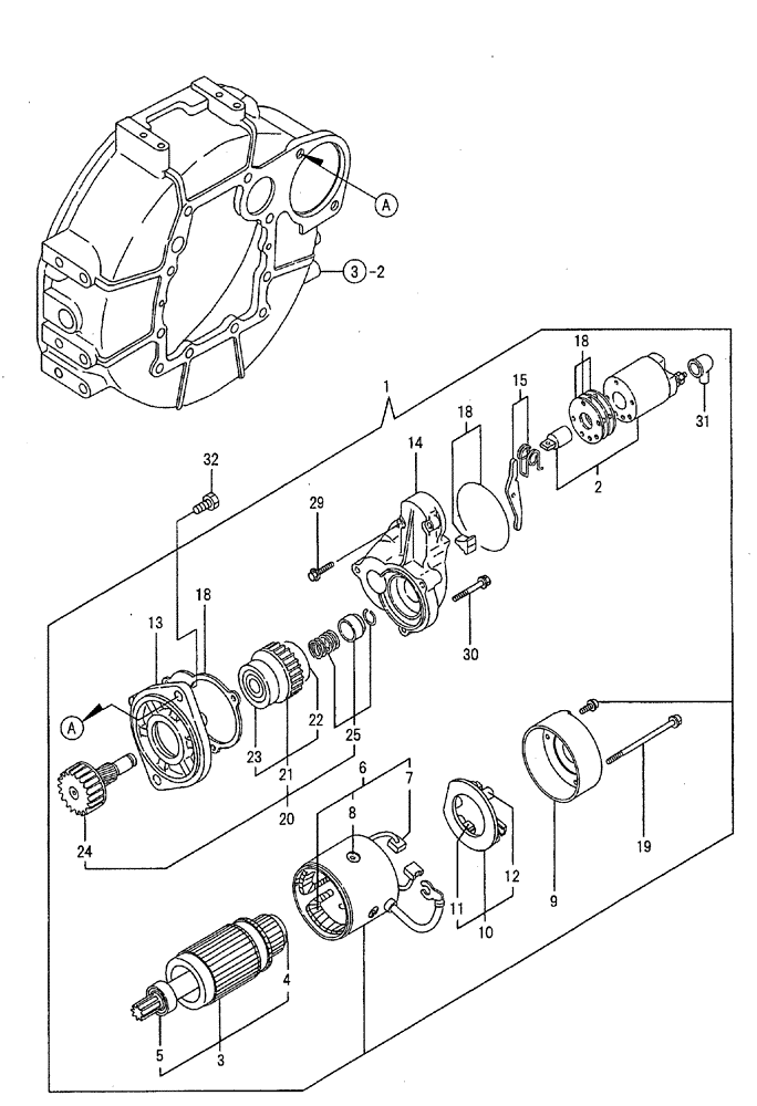 Схема запчастей Case CX50B - (09-014) - STARTING MOTOR ENGINE COMPONENTS