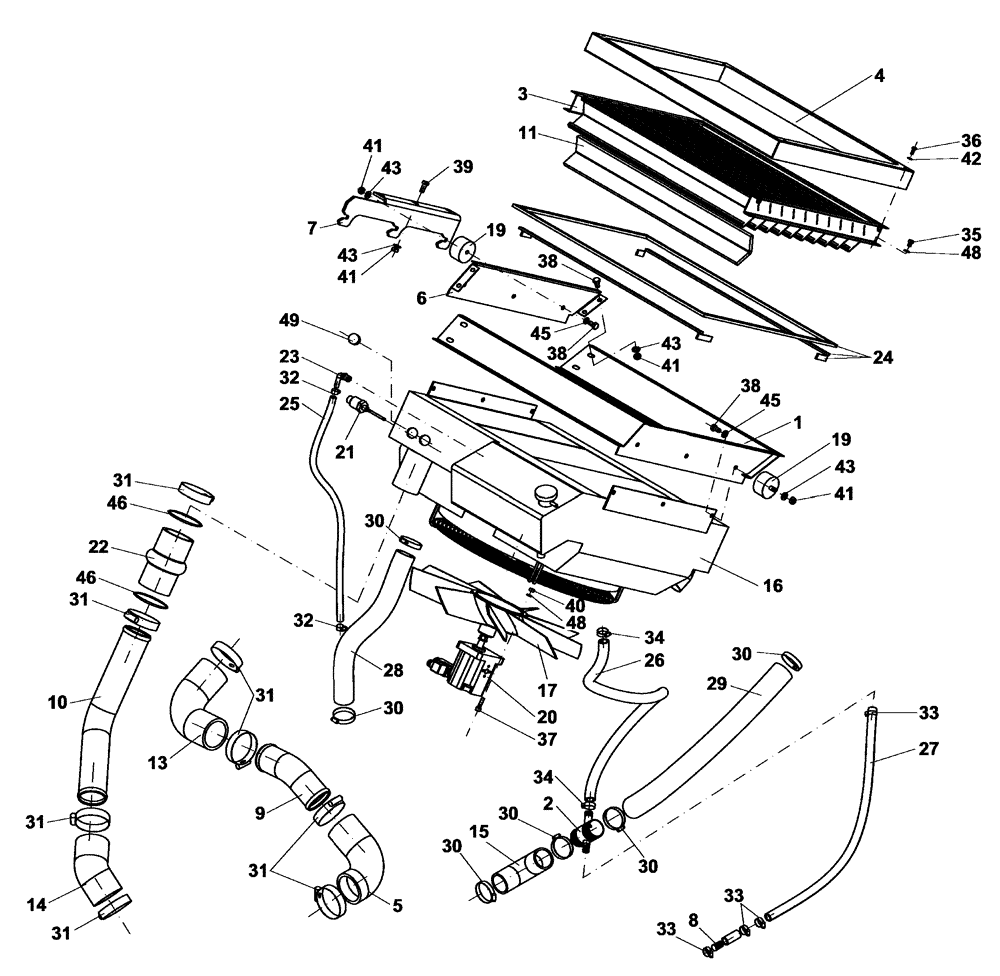 Схема запчастей Case DV213 - (10.414.01) - ENGINE COOLING (GROUP 125-ND135200) (10) - ENGINE