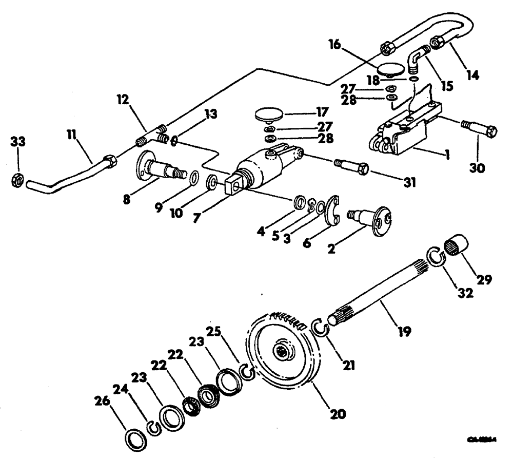 Схема запчастей Case 3400 - (012) - HYDROSTATIC DRIVE GEAR, PTO SHAFT AND SERVO CYLINDER (35) - HYDRAULIC SYSTEMS