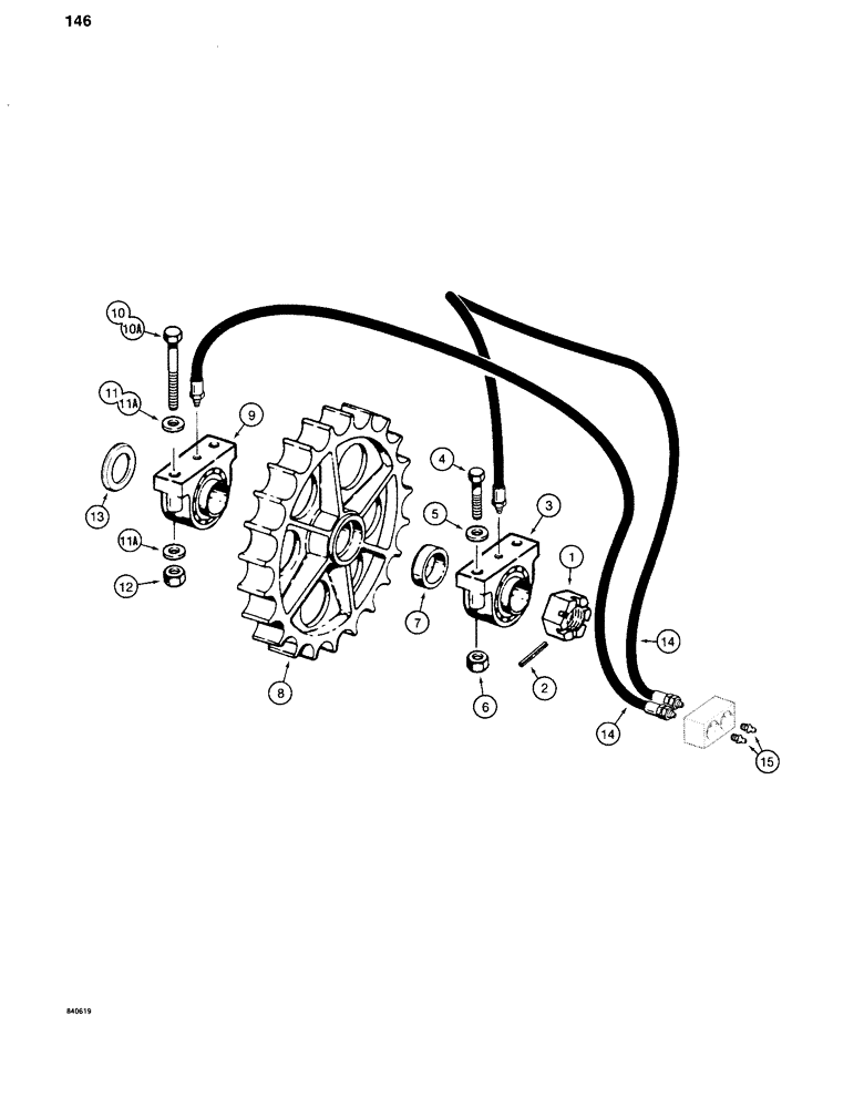 Схема запчастей Case 880C - (146) - TRACK DRIVE SPROCKET AND BEARINGS (03) - TRANSMISSION