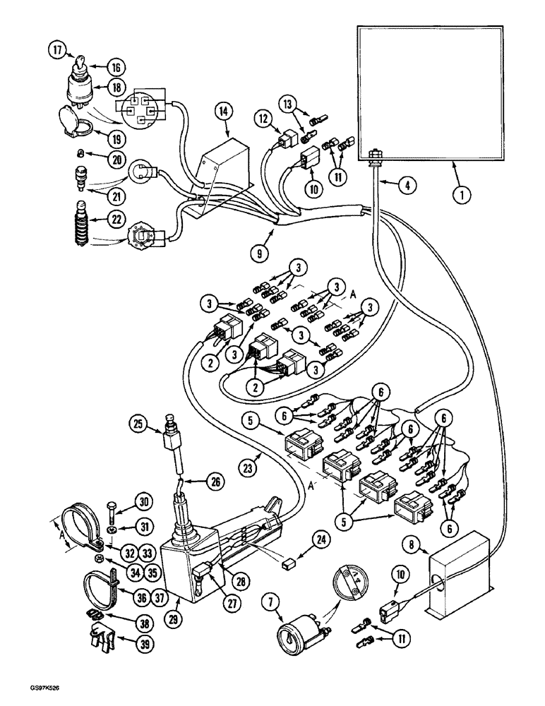 Схема запчастей Case 220B - (4-24) - CAB ELECTRICAL HARNESS, P.I.N. 74441 THROUGH 74594 (04) - ELECTRICAL SYSTEMS