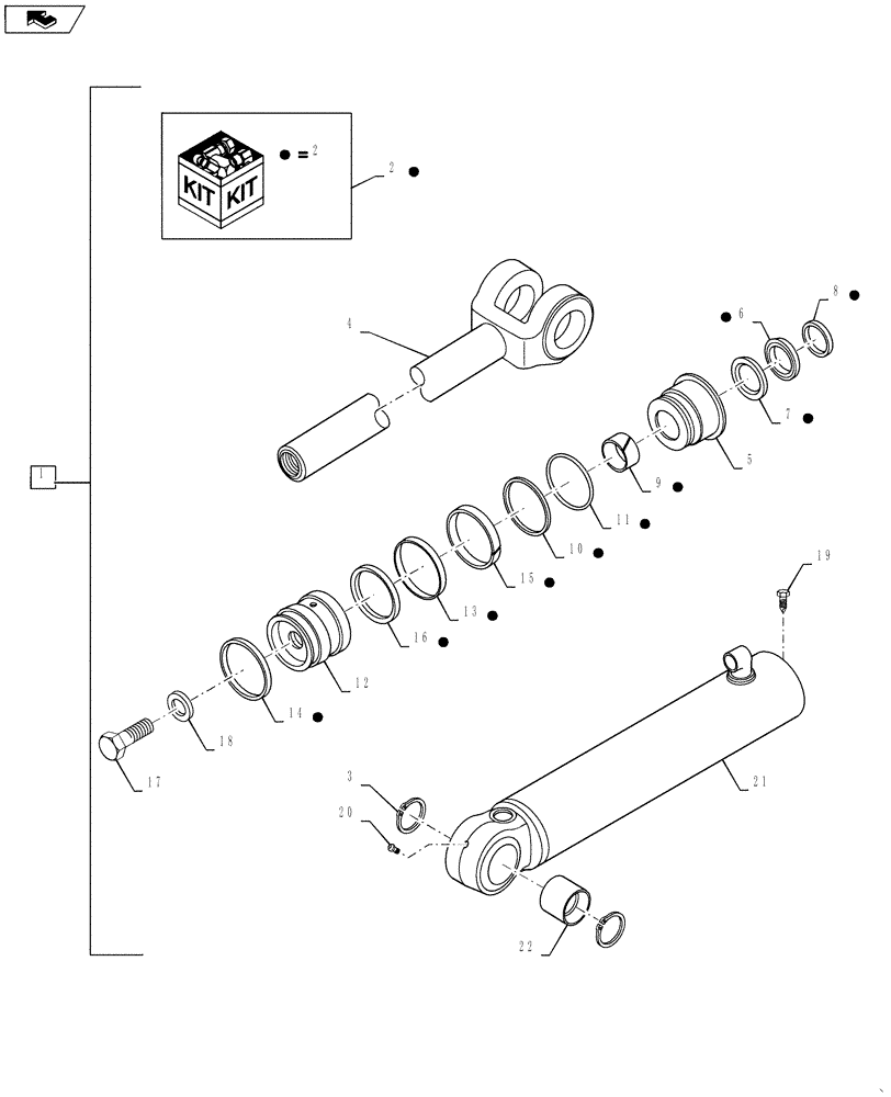 Схема запчастей Case 821F - (41.216.02) - STEERING CYLINDER ASSEMBLY (41) - STEERING