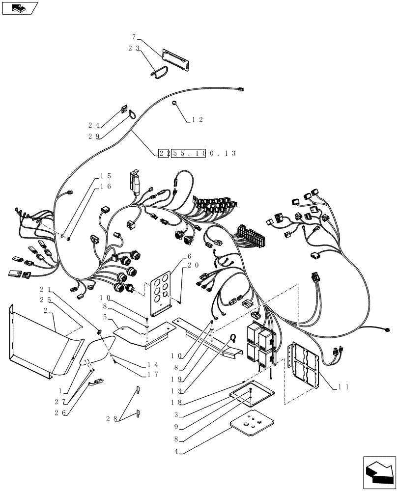 Схема запчастей Case 721F - (55.100.14[02]) - HARNESS INSTALLATION, MAIN CAB COMPONENTS (55) - ELECTRICAL SYSTEMS