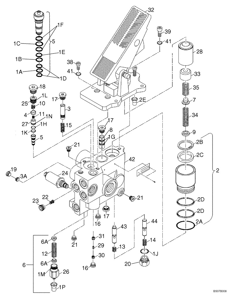 Схема запчастей Case 621D - (07-08) - VALVE ASSY - BRAKE (07) - BRAKES